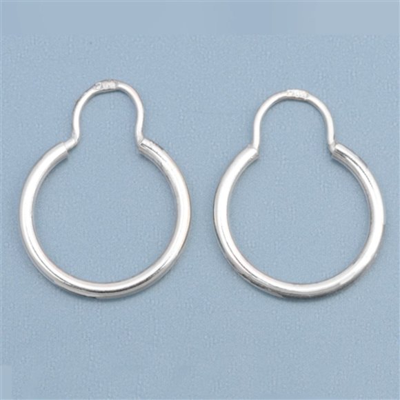 Mix & M 2/$25 Nwot Stamped 925 Sterling Silver Hoop earrings in 14mm minimalist - Picture 1 of 4